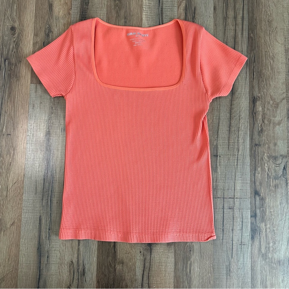 Moral Society Ribbed Coral Top